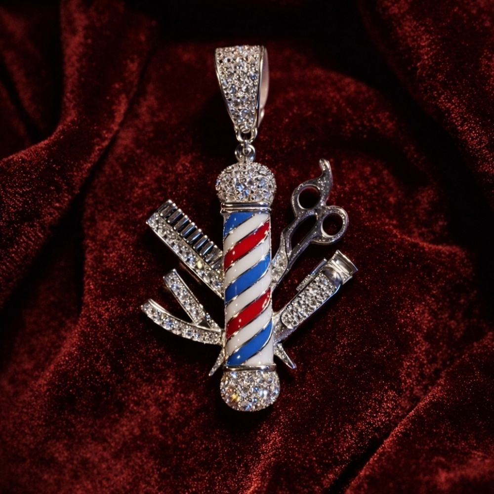 Moissanite Barber Pole Pendant In Sterling Silver 1.00CT. NEW